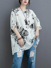 Plus Size Loose Print Chiffon T-Shirt